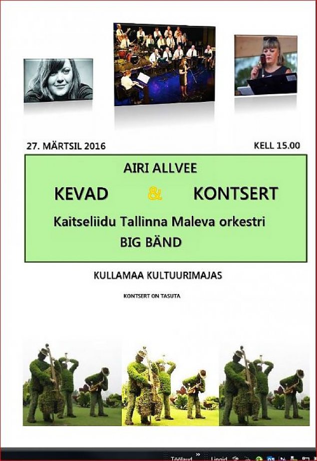 Kaitseliidu Tallinna Maleva Orkestri Big Bandi kontsert Kullamaal