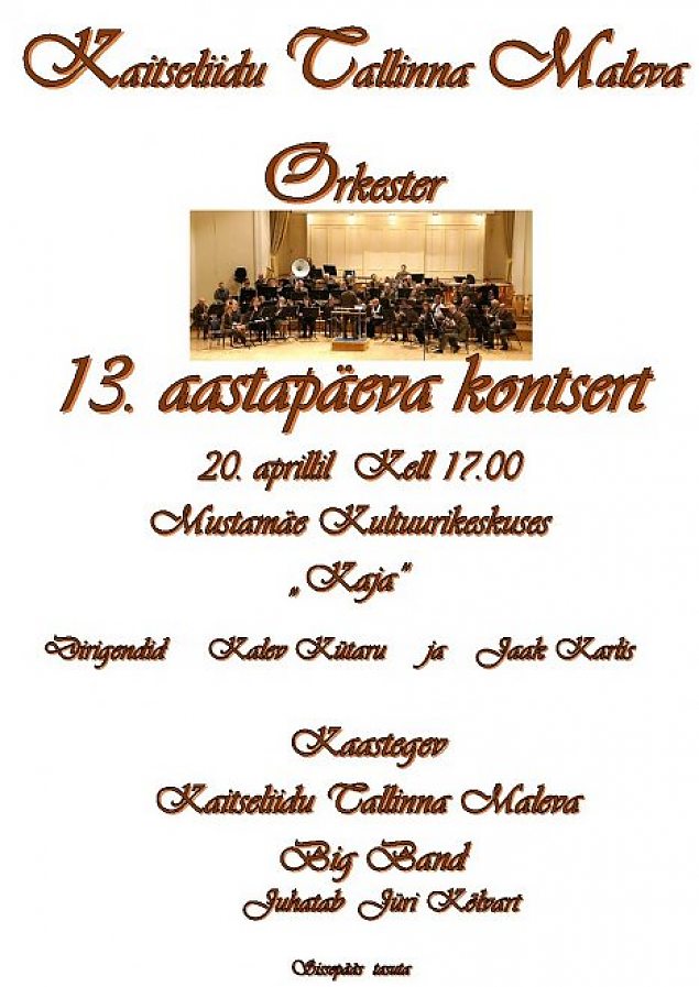 Kaitseliidu Tallinna Maleva orkestri 13. aastapeva kontsert