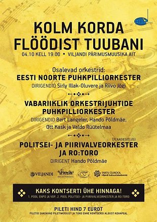 Viljandis toimub eesti puhkpillimuusika galakontsert „Kolm korda fldist tuubani“