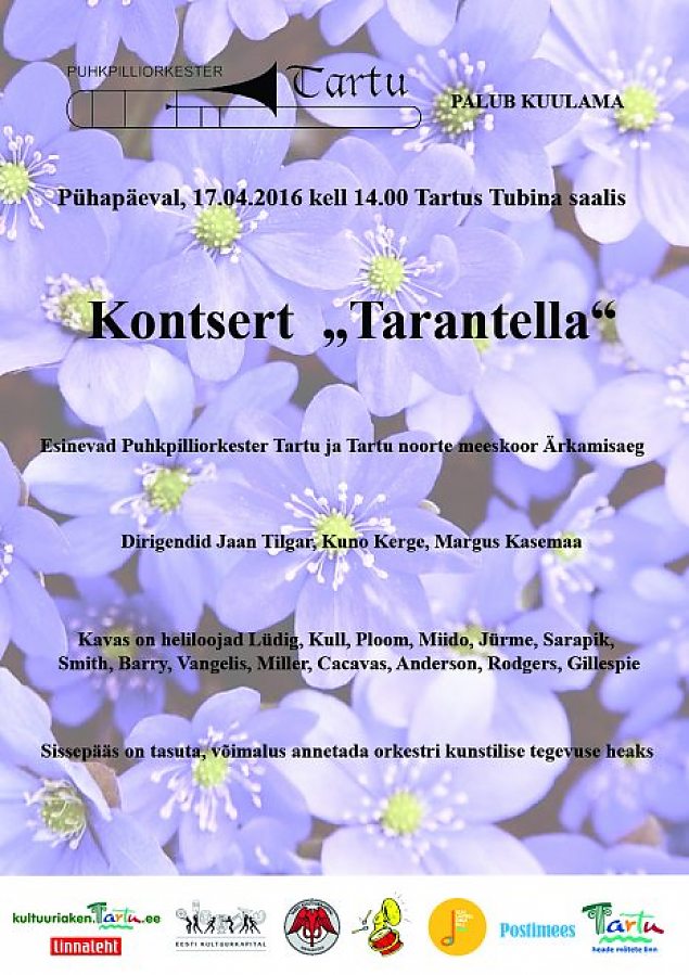 Puhkpilliorkester Tartu kontsert Tartus Tubina saalis.