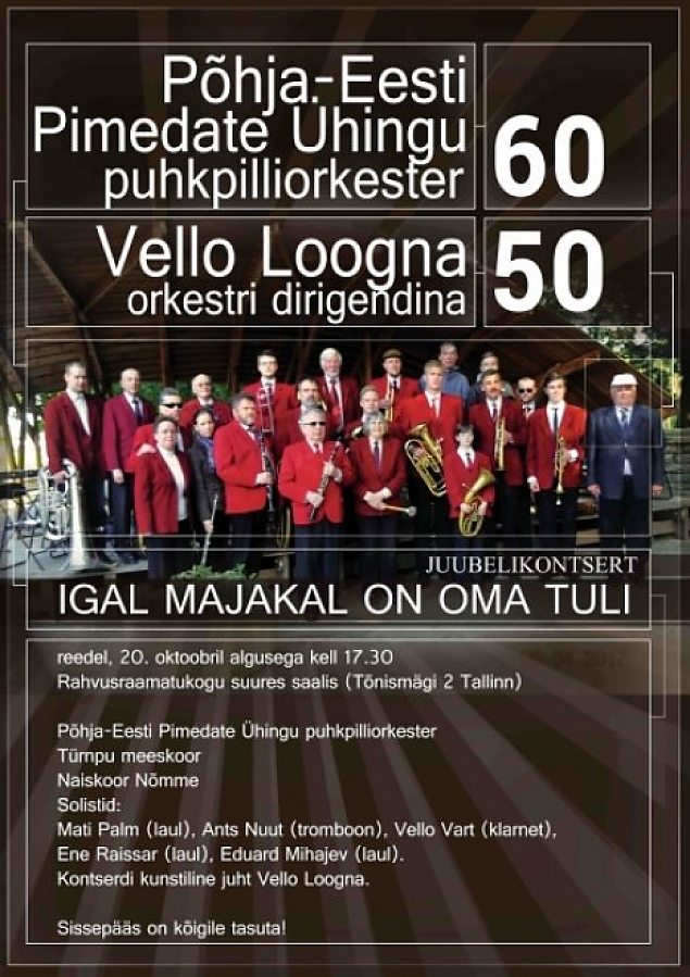 Phja-Eesti Pimedate hingu puhkpilliorkester 60 Vello Loogna dirigendina 50